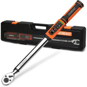 Digital Torque Wrench, 1/2 Drive Electronic Torque Screwdriver with Preset Value(3.76-250.8 Ft.lbs./5.1-340Nm), Buzzer and LED Flash Five Units of Measure Torque Wrench for Motorcycle, Auto Repair