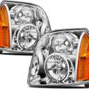 Headlights Assembly Replacement for 2007 2008 2009 2010 2011 2012 2013 2014 GMC Yukon/ Yukon XL 1500 2500 Halogen Headlamp Factory Style,Driver and Paseenger Side
