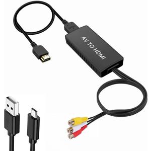 BD&M RCA to HDMI Converter, AV to HDMI, 1080P RCA Composite CVBS Video Audio Converter Adapter Supporting PAL/NTSC for TV/PC/ PS3/ STB/Xbox VHS/VCR/Blue-Ray DVD Players