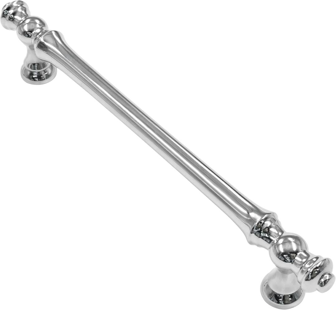 Alzassbg 10 Pack Polished Chrome Cabinet Pulls, 5 Inch(128mm) Hole Centers Morden Straight Kitchen Cabinet Handles AL3085CP (5" Hole Center)