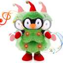LED Musical Christmas Tree Penguin Stuffed Animal Repeats What You Say Light up Soft Plush Toy Singing Dancing Talking Record Mimicking Twisting Interactive Animated Dolls Decoration Xmas Gifts