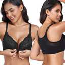DotVol Women's Plus Size Front Closure Non Padded Underwire Posture Back Everyday Bra 34 G