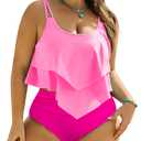 Arolina High Waisted Bikini Sets Pink Bikini Swimsuits for Women Cute Full Coverage Bathing Suits （S-24W