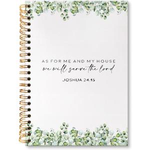 huester Christian Notebook Journal, Joshua 24:15 Bible Scripture Journal, Eucalyptus Botanical Christian Notebooks for Note Taking, Bible Journaling Hardcover Paper Spiral Notebook, 5.5x8.3 Inch