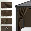 Gazebo Curtains Outdoor Waterproof - 10'Wx10'Lx7'H Weatherproof Patio Pergola Outside Curtains, Gazebo Universal Replacement Privacy Curtains, 4 Panels Sidewall Drapes with Zipper, Brown