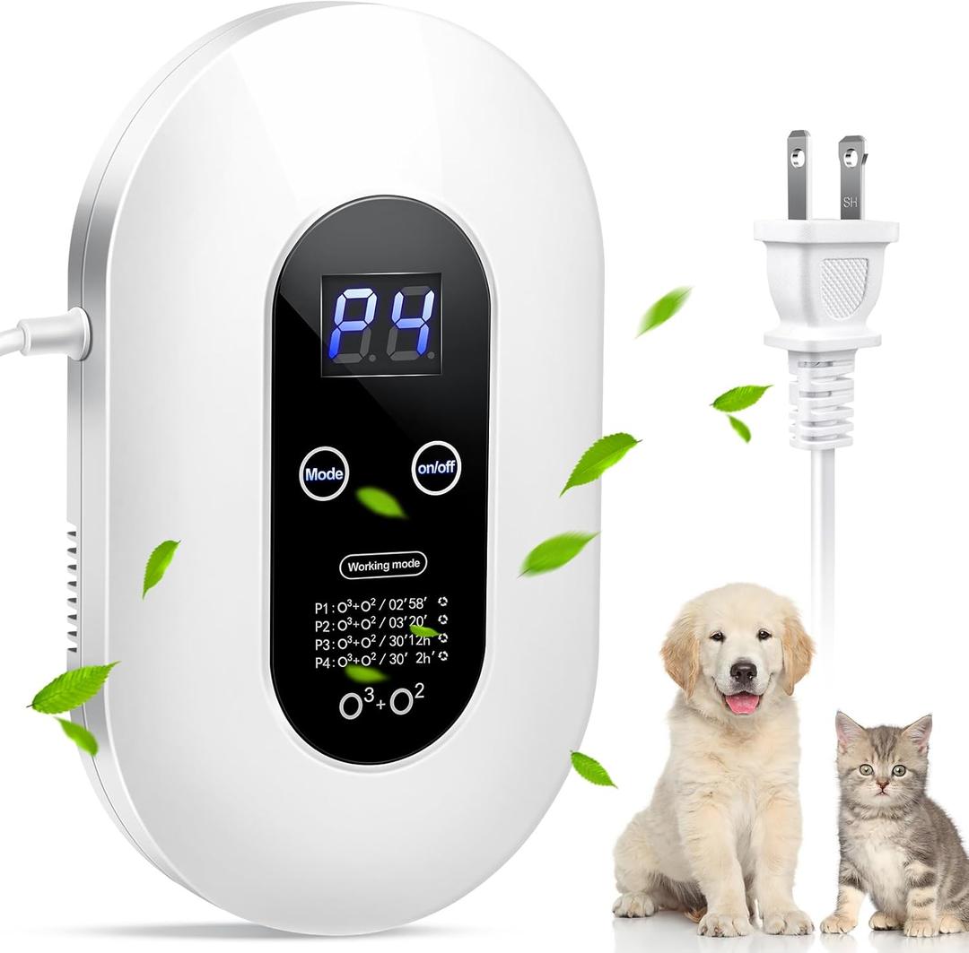 Ozone Odor Eliminator for Strong Odor 99% Cat Litter Deodorizer Dog Poof Odor Removal Air Ionizers Home Plug-in Air Purifier for Bedroom, Toilet, Kitchen, Pets, Shoe, Smoke, Formaldehyde Air Freshener (1 Count (Pack of 1))
