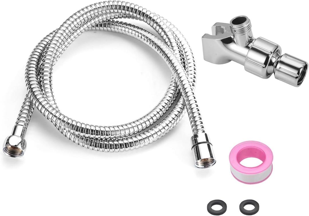 Minidiva 59 Inches Shower Hose, 304 Stainless Steel Chrome Plated Hose, with Shower Head Holder, for Handheld High Pressure Shower Heads