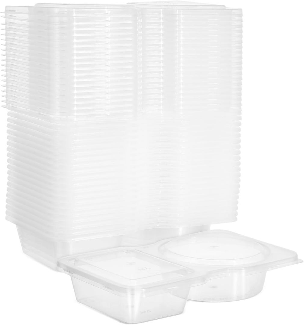 PRETYZOOM Double Compartment Condiment Containers with Lids 20 Pack Small Portable Sauce Cups for Salad Dressing Ketchup and Spice Storage