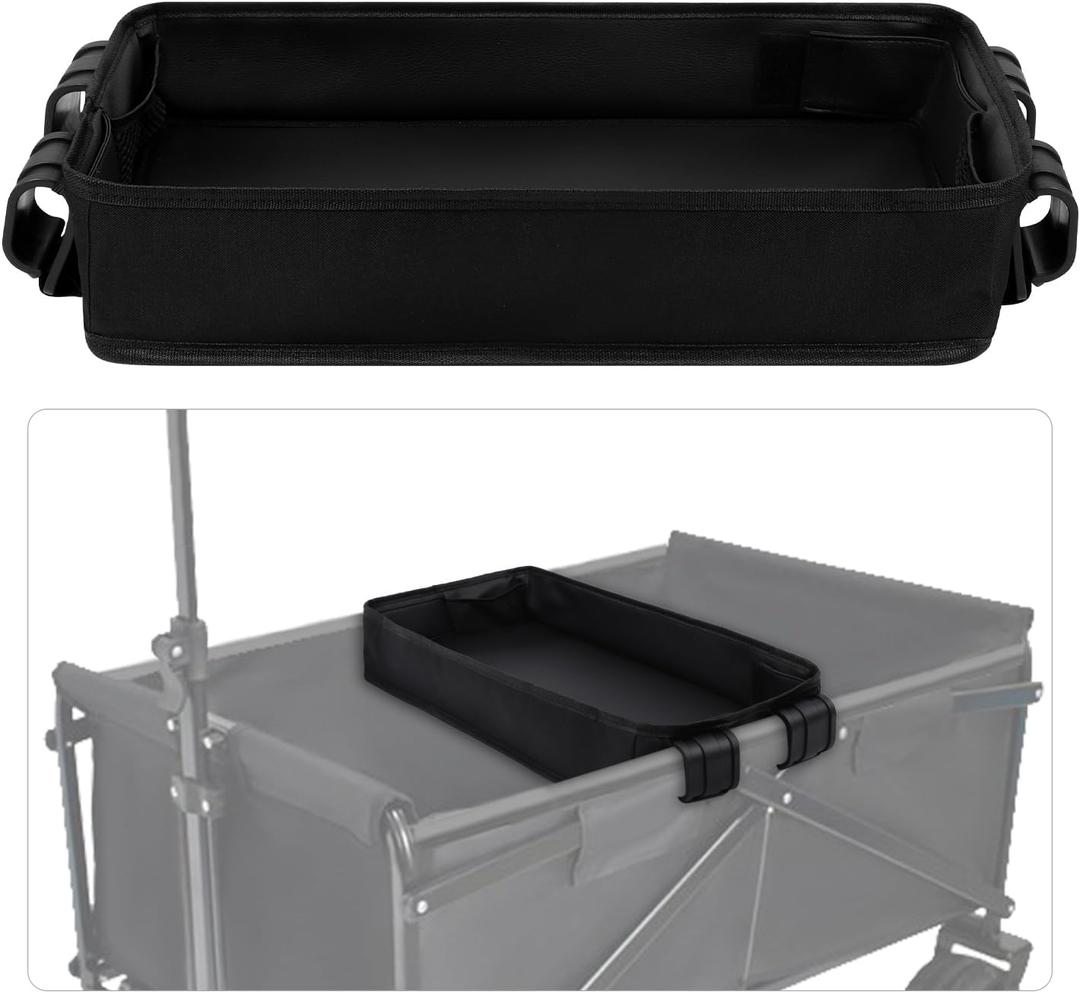 Stroller Tray for Wonderfold W2, 14.5x7.5x3.15 Inch Stroller Snack Tray Kids Cup Holder Double Sided Black Stroller Accessories, Leather Sides Easy to Clean, Convenient for Traveling Outdoors