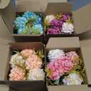 Artificial Flower Plants Mini Fake Hydrangea Flowers in Pot for Home Decor Party Wedding Office Patio Table Desk Decoration, Set of 4, Size: 3.3''(Diameter) x 5.5''(Tall)