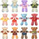Zhanmai 12 Set Bear Stuffed Animal with Removable Clothes 12 Inch Cute Bears Soft Plush Toy Gift for Kids Boys Girls Baby Shower Birthday Party Favor Decoration Supplies