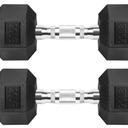 Hex Dumbbells Rubber Coated Cast Iron Hex Black Dumbbell Free Weights for Exercises 20 Pounds/Pair