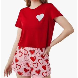 Laqeyko Cute Pajamas for Women Shorts Set Short Sleeve Tops and Shorts Pjs Sets Nightwear Sleepwear XXL
