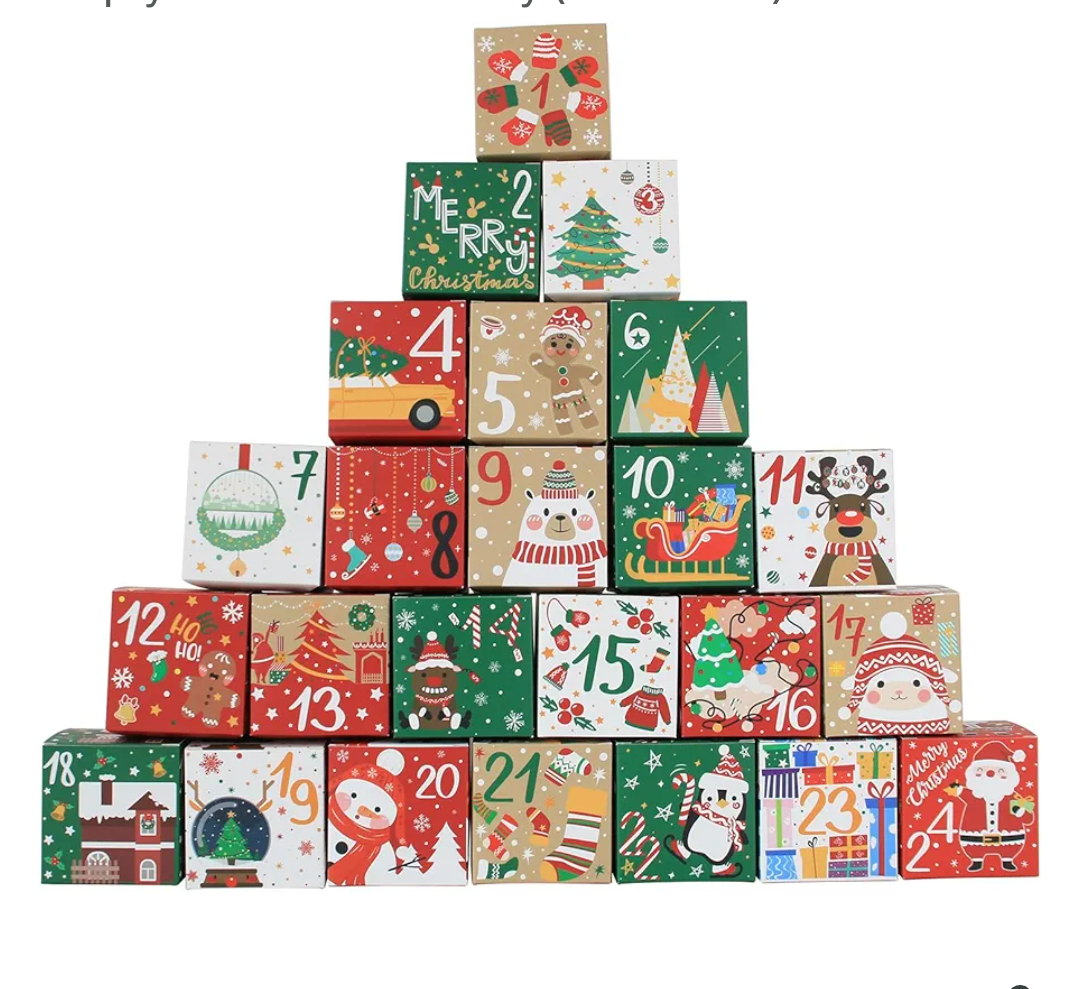 Lihome Diy Advent Calendar  Empty Advent Calendar to Fill Yourself, Christmas Advent Boxes Empty for Kids and Family (Classic Box)