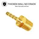 Hose Barb Fittings 1/8" Barb to 3/8" NPT Male Thread Brass Metals Adapter Connector(5 Pcs)