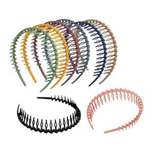 3 Pack Headbands with teeth, Blue+Pink+Cream