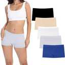 Ruxia Women's Seamless Boyshort Panties Nylon Spandex Underwear Stretch Boxer Briefs Pack of 5, Size: XXXL