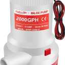 12V 2000GPH Bilge Pump High Performance, 1-1/8 inch Outlet Boat Pump with Float Switch, Marine Pump for Marine Accessories, Ponds, Pools, Spas Silent (2000GPH Bilge Pump)