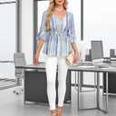 Timeson Ladies Tops and Blouses: 3/4 Sleeve Fall Outfits — Plus Size Blouses for Women — Womens Dress Shirts Business Casual Clothing Ladies Tops Dressy Work Elegant Office Wear Peasant Flowy Tunic