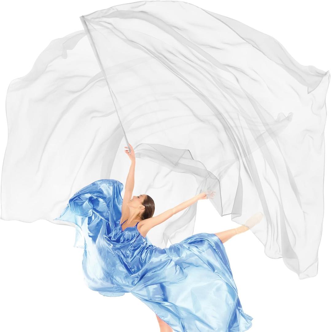 Jecery 2 Pack Large Worship Flags for Dance, 35" x 55" Praise Dance Flags with Scalable Rod, Ministry Streamer Banners for Church Outdoor Stage Performance (White)