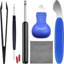 Professional Watch Back Removal Tool, 6 In 1 Pry Back Case Opener Tool Kit, Wristwatch Battery Replacement Set, Watch Repair Kits, 4 Colors (Blue)