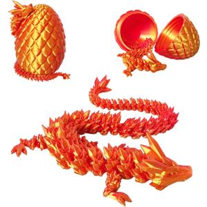 2 x ZHEBAG 3D Printed Dragon Egg, 3D Printed Articulated Dragon Eggs with Dragon Inside, Crystal Dragon Fidget Toy, Adults Fidget Toys, Mystery Dragon Egg for Autism and ADHDLaser Red (Medium)