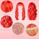 PLULON 6 Pieces Colorful Long Curly Wigs, Long Colorful Hair Wig Wavy Hair Wigs Curly Cosplay Costume Wig for Women Party Dcor