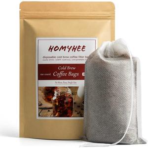 No Mess Cold Brew Coffee Filters - 100 Count Disposable Fine Mesh Brewing Bags for Concentrate/Iced Coffee Maker, French/Cold Press Kit, Hot Tea in Mason Jar or Pitcher, 4 x 6 Inches