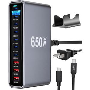 650W USB C Fast Charger Block, Dual PD3.1 140W Multi-Port USB Charging Station, GaN PD PPS Fast Charging Station for Multiple Devices,Laptop Wall Charger Compatible with iPhone 17/iPad/MacBook etc