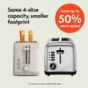 bella 4 Slice Slim Toaster, Fits-anywhere Kitchenware, 6 Setting Shade Control with Reheat & Cancel Buttons, Fits Sourdough, 10 Long Slot, Anti Jam & Auto Shutoff, 900 Watt, Oatmilk