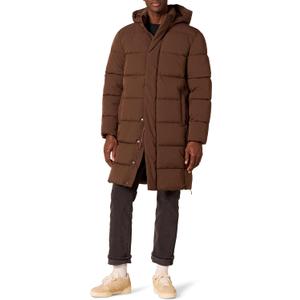 Mens Hooded Long Puffer Coat (XX-Large, Deep Brown)