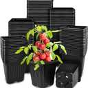 Anyumocz 100Pcs Square Plant Nursery Pots,3.5 Inch Plastic Pots with Drainage Holes,Reusable Seed Starter Pots for Flowers,Vegetables,Garden Planting,Transplanting,Succulents,Cuttings(Black)