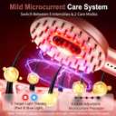 3-in-1 Electric Scalp Massager with Hair Oil Applicator, Red & Blue Light Modes, Vibrating Massage Tool for Scalp/Face/Body Relaxation, Portable Scalp Massager Brush for Travel (Rose Gold)