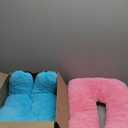 Barydat 2 Pcs Car Travel Pillow for The Back Seat 28 x 18 in Sleeping Reading Pillows for Distance Travel Car Cushion for Kids Adults Head and Body Support U Shaped Pad(Pink, Blue)