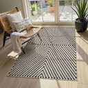 Collive Modern Geometric Easy Jute Outdoor Rug for Porch, 3x5 Washable Entryway Rug Non-Slip Woven Kitchen Carpet, Farmhouse Nautral Indoor Door Mats for Bedroom Backyard Front Decor (Black and Nature/Geometric)