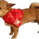 Cat Clothes,New Year's Cloak Dog Clothes Red Pet Cheongsam Cloak Clothes for Cats Small Dogs Puppy(Red,L)