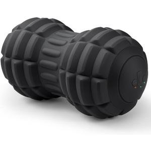 Vibrating Peanut Massage Ball for Plantar Fasciitis, 4-Speed Portable Massage Roller for Foot, Neck, Back, and Body - Deep Tissue Myofascial Release Mobility Ball Muscle Relaxer (Black)