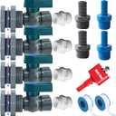 Rain Barrel Spigot Kit with Hole Saw 4 Pcs PVC Bulkhead Fitting, Ball Valve, Garden Hose Male Threaded Adapter, Barb Adapter, Thread Seal Tape (3/4 Inch)