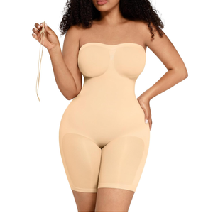 FeelinGirl Strapless Bodysuit for Women Tummy Control Shapewear Seamless Sculpt Body Shaper with Removable Straps 3XL