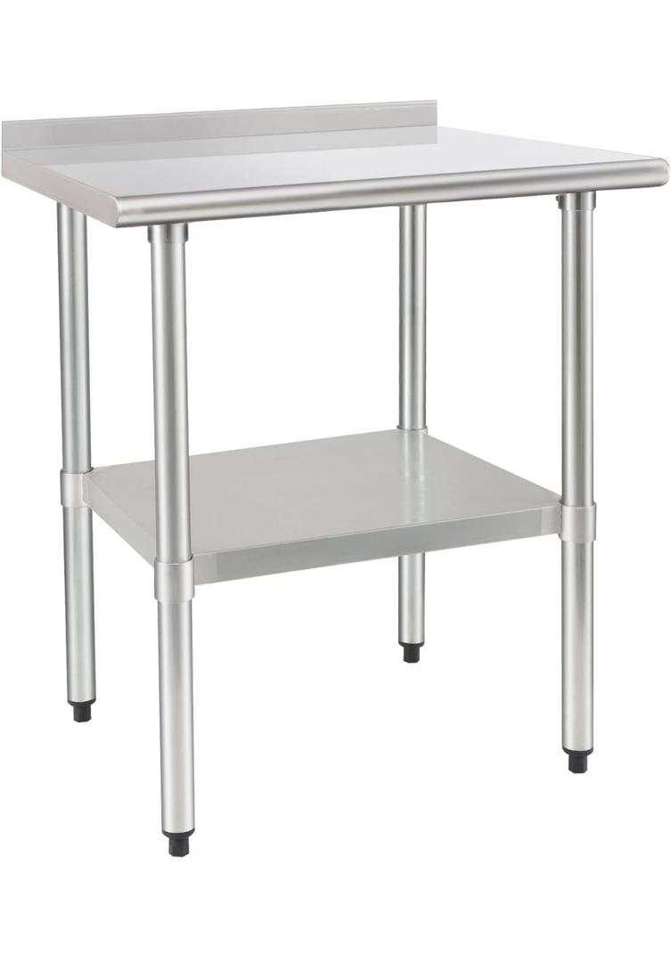 HARDURA Stainless Steel Prep & Work Table 24 x 36 Inches NSF Heavy Duty Commercial with Two Undershelves, Galvanized Legs for Commercial Food Prep