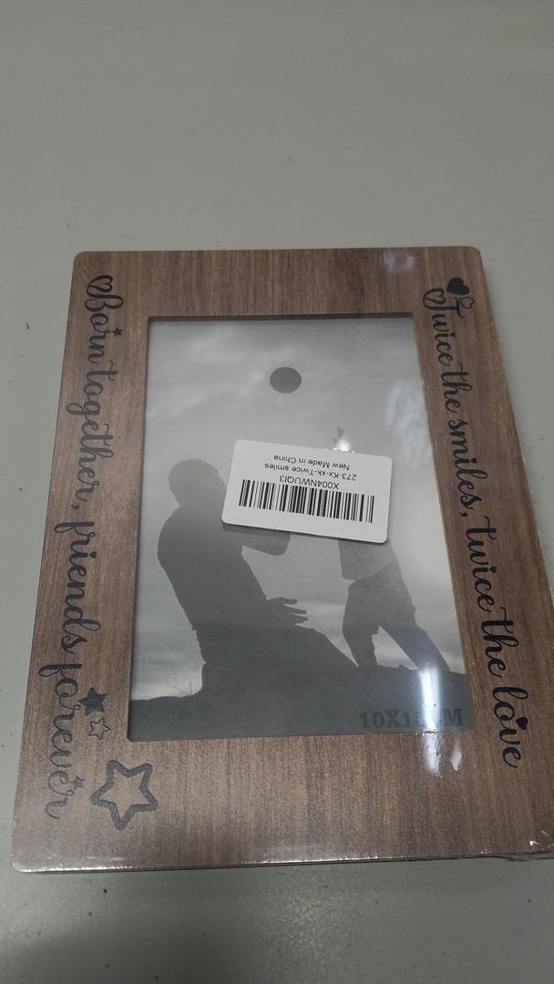 Tabletop Wood Photo Frame, Twice the Smile, Twice the Love, Born Together Friends Forever Desktop Picture Frame 10x15 cm