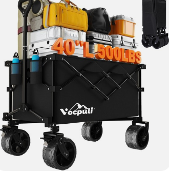 Vocpuli 40 L Collapsible Wagon Cart Foldable 500Lbs Weight Capacity 250L Heavy