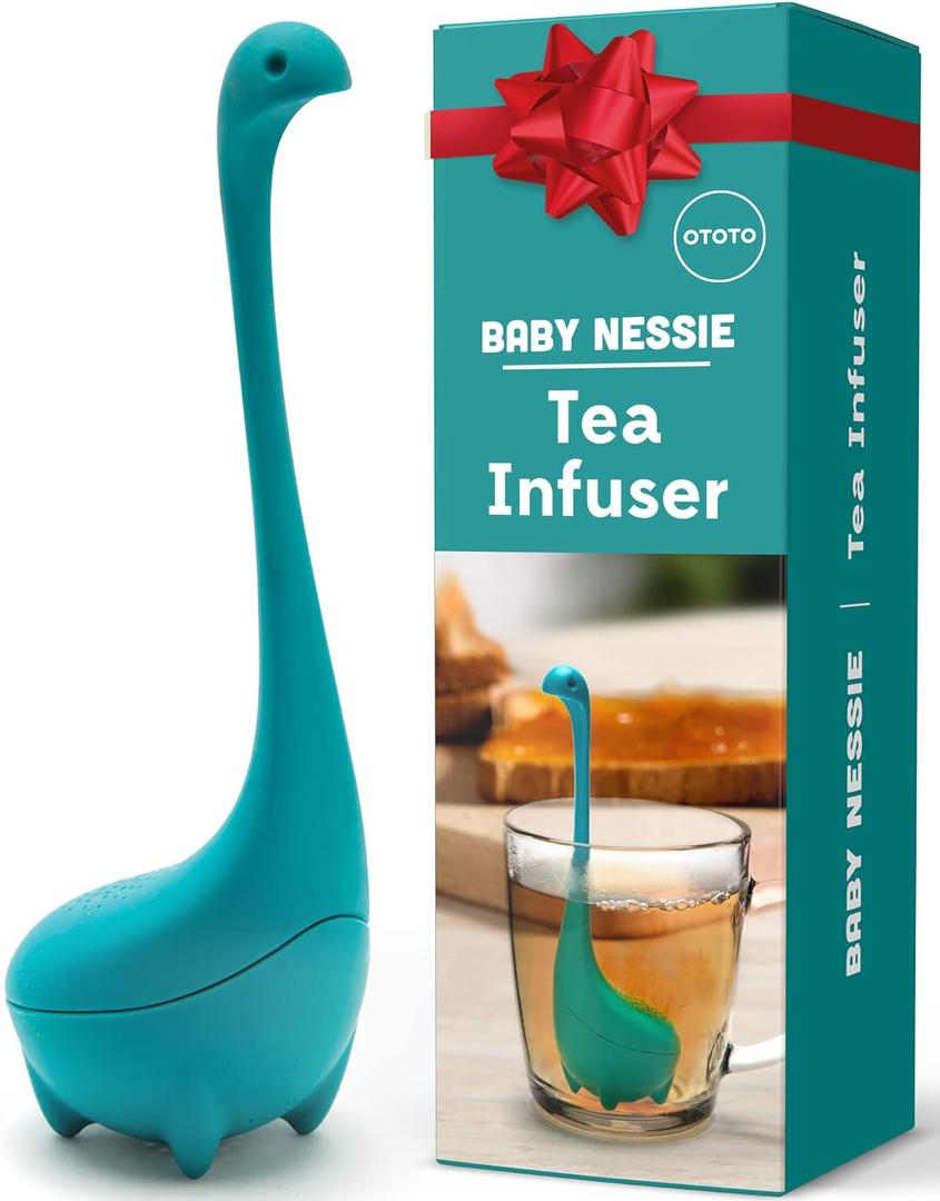Cute Tea Infuser by OTOTO - Loose Leaf Tea Steeper, Tea Accessories, Tea Diffusers, Tea Infuser for Loose Leaf Tea, Tea Strainers, Cute Gifts, Tea Gift Set, Kitchen Gifts, Cooking Gadgets (Baby Nessie - Turquoise)