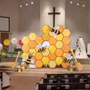 Lineshading Vbs 2026 Decorations Religious Magnifying Glass Theme Vbs Stand up Cardboard Decoration Rainforest Background Decor for Vacation Bible School Church Classroom Photo Props, 3.94 x 4.63 ft/ 1.2 x 1.41 m