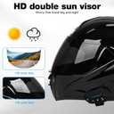 Motorcycle Bluetooth Modular Helmet, DOT Approved Dual Visor Full Face Flip Up Bluetooth Integrated Motorcycle Helmet for Adults Men and Women  (Bright Black,Medium)
