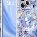 GVIEWIN for iPhone 17 Pro Case for Women, [Compatible with MagSafe] [Upgraded Full Camera Protection], Stylish Floral Shockproof Protective Phone Case for iPhone 17 Pro 6.3", Azurshard/Blue