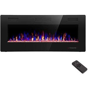 R.W.FLAME 42IN Recessed and Wall Mounted, The Thinnest Fireplace, Low Noise, Fit for 2 x 6 and 2 x 4 Stud, Remote Control with Timer, Touch Screen, Adjustable Flame Color and Speed