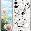 Phone Case for Samsung Galaxy S24 Clear Case with Halloween Ghost Soft TPU Shock Absorption Slim Embossed Pattern Protective Back Phone Cover Case for Samsung Galaxy S24 5G-Halloween Ghost