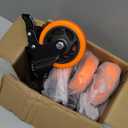4 Inch Orange Heavy Duty Locking Caster Wheels Set of 4  2400LBS Total Capacity, PU Industrial Casters with Dual Brake for Workbench, Cart & Equipment  Heavy Duty Industrial Use Only