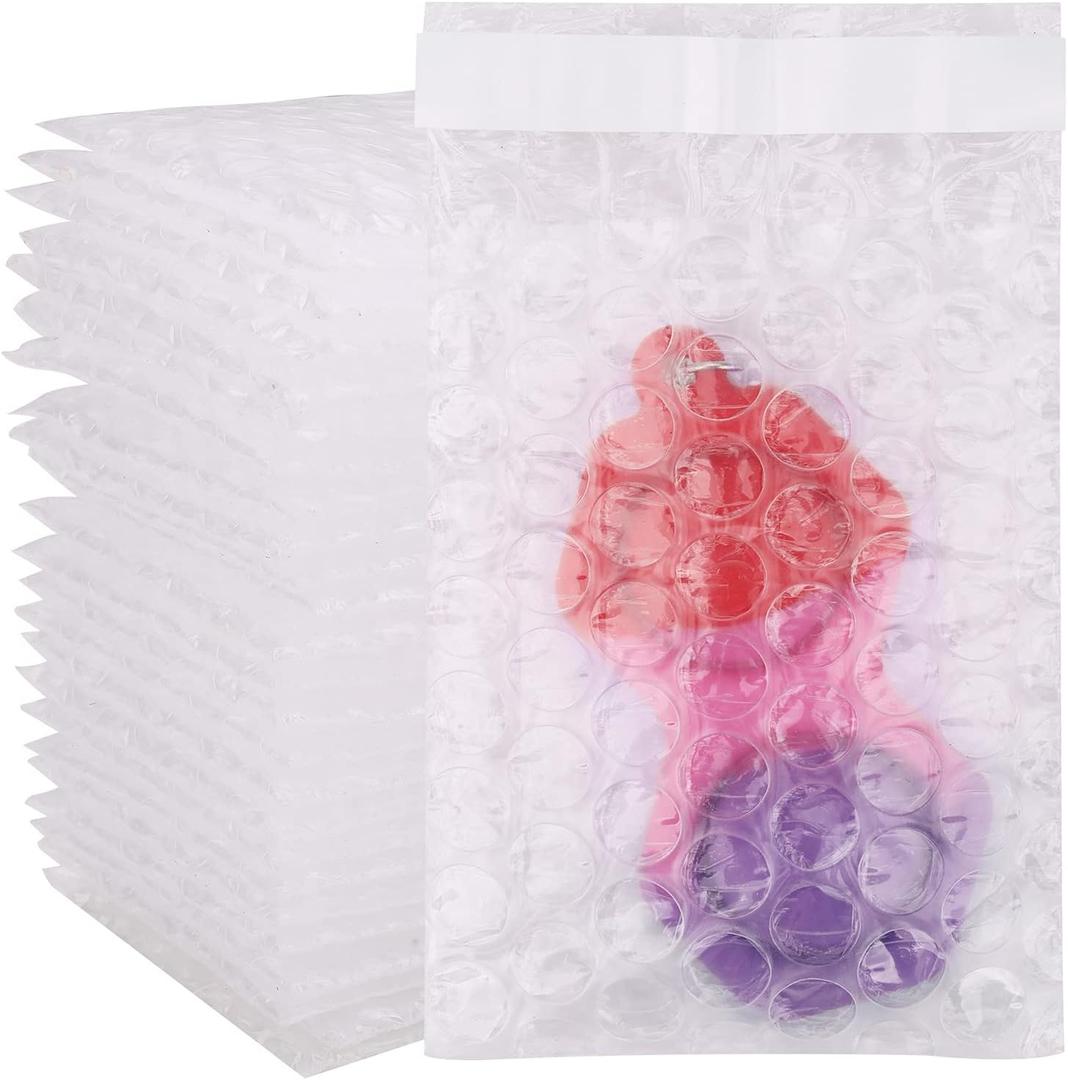 100Pack Small Bubble Out Bag Pouches 3.15" x 4" Self-Seal Bubble Pouches Bags, Double Walled Bubble Cushioning Bags, Self-Sealing Protective Wrap Cushioning Bags for Shipping, Packing, Moving